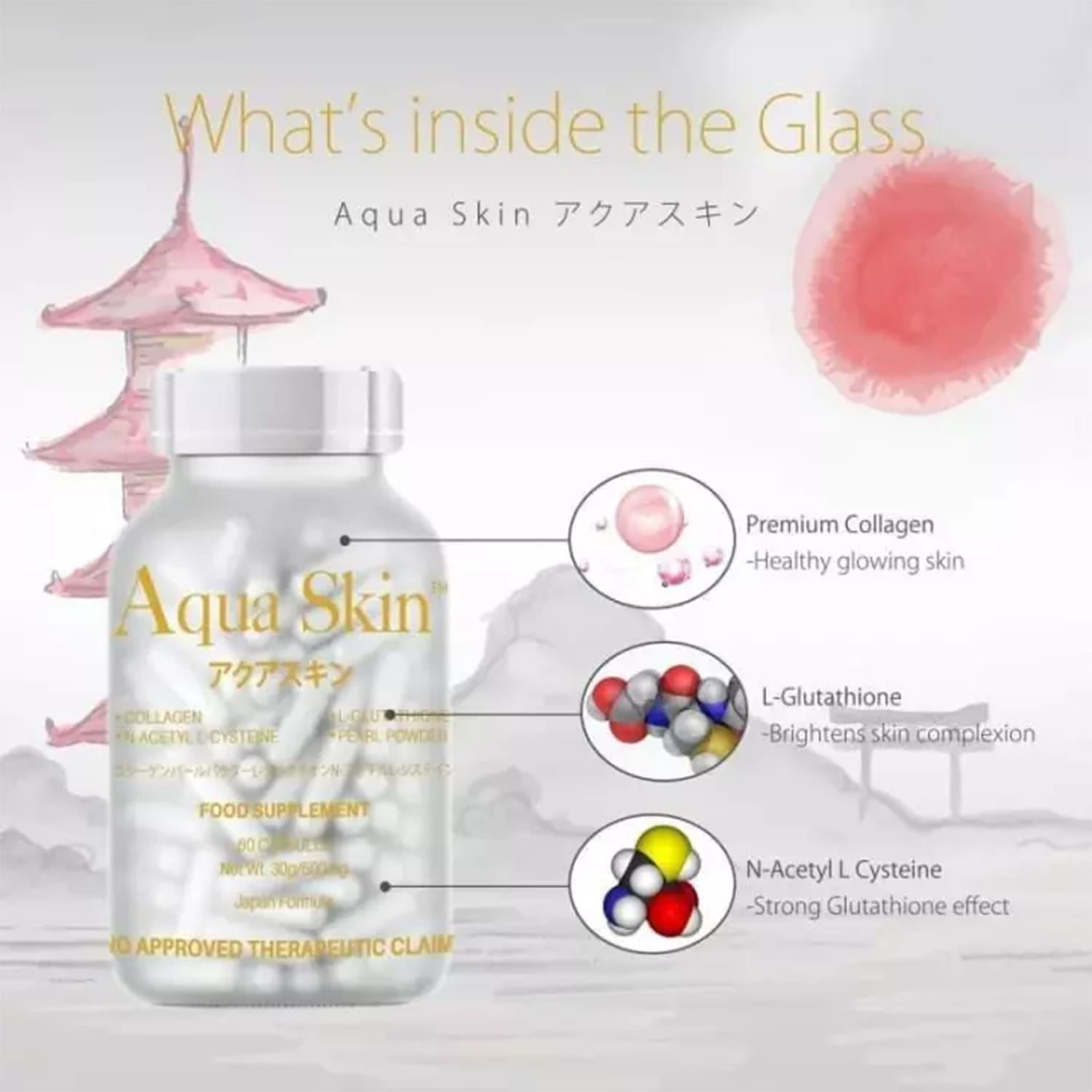 Aqua Skin Glutathione and Collagen Whitening 60  Softgel