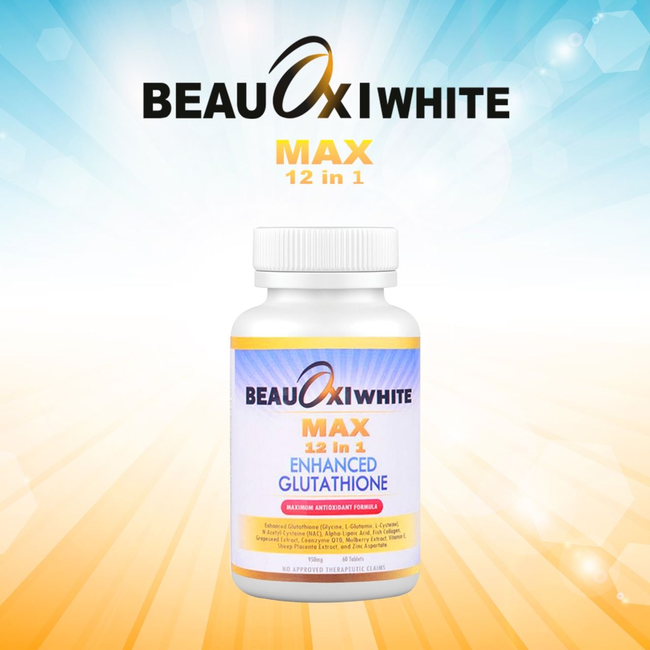 Beauoxi White Max 12 in 1 Enhanced Glutahione Skin Fairness 60 Softgel