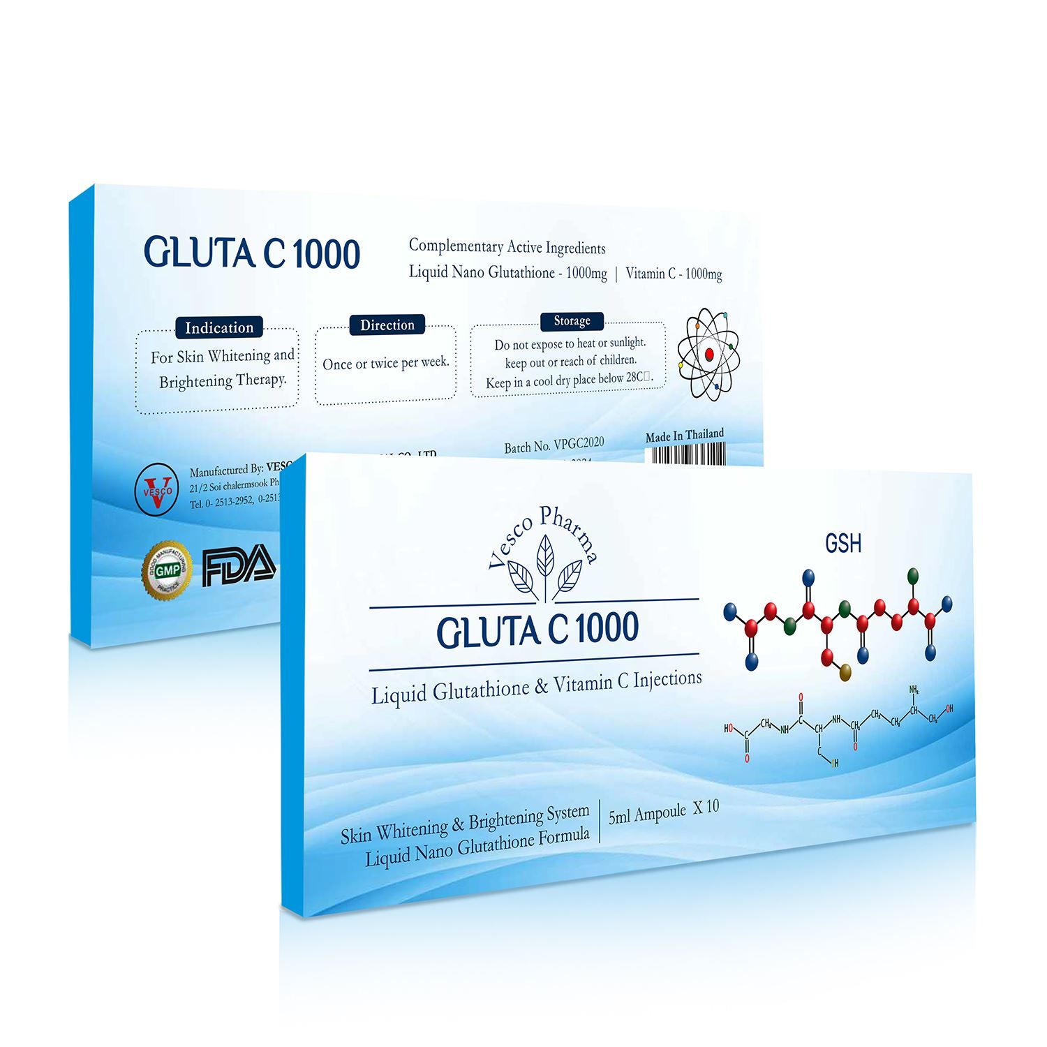 Vesco Pharma Gluta C 1000 Glutathione Skin Whitening Injection