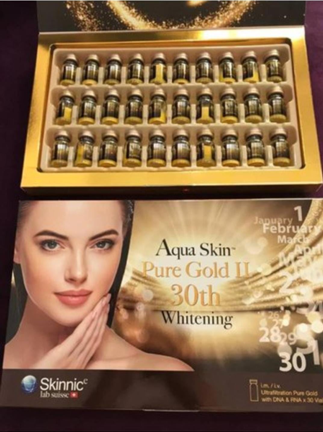 Aqua Skin Pure Gold II 30th Whitening Skin Glutathione Injection