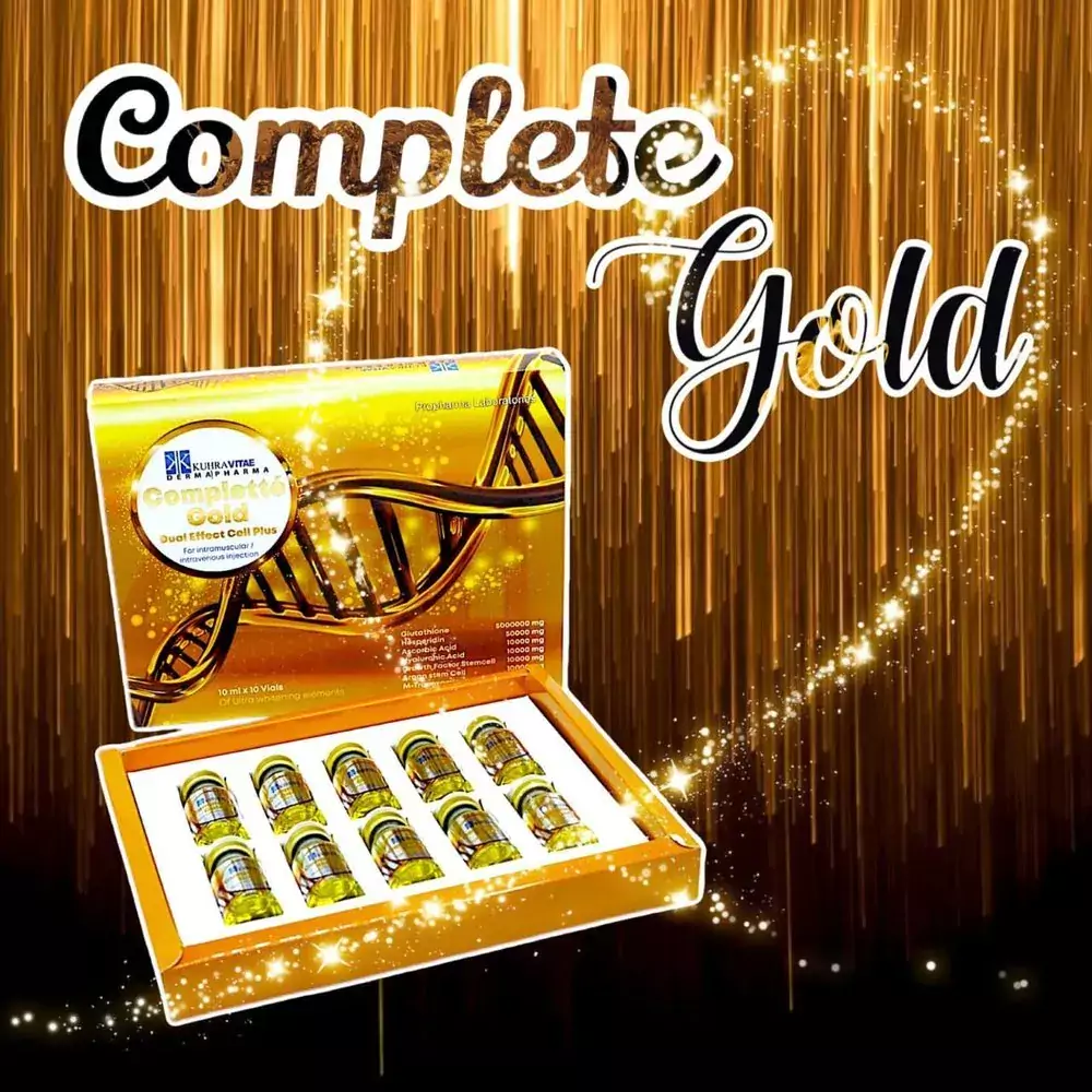 Complette Gold Dual Effect Cell Plus Glutathione 5000000mg Injections –  Skin Whitening & Anti-Aging