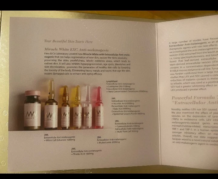 Miracle White 55000mg Extracellular Anti Melanogenic Glutathione Skin Whitening Injection
