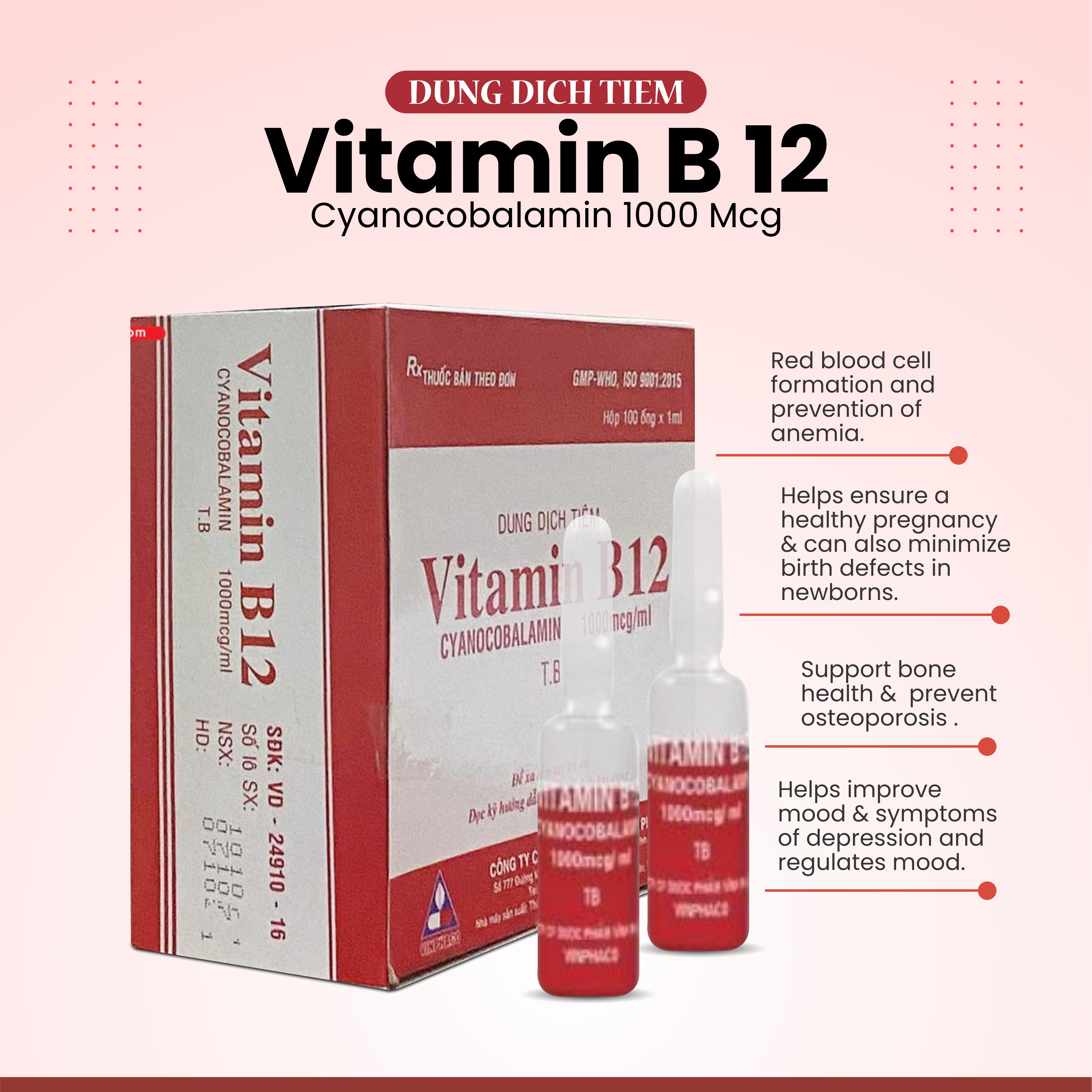 DUNG DICH TIEM VITAMIN B 12 CYANOCOBALAMIN 1000 MCG