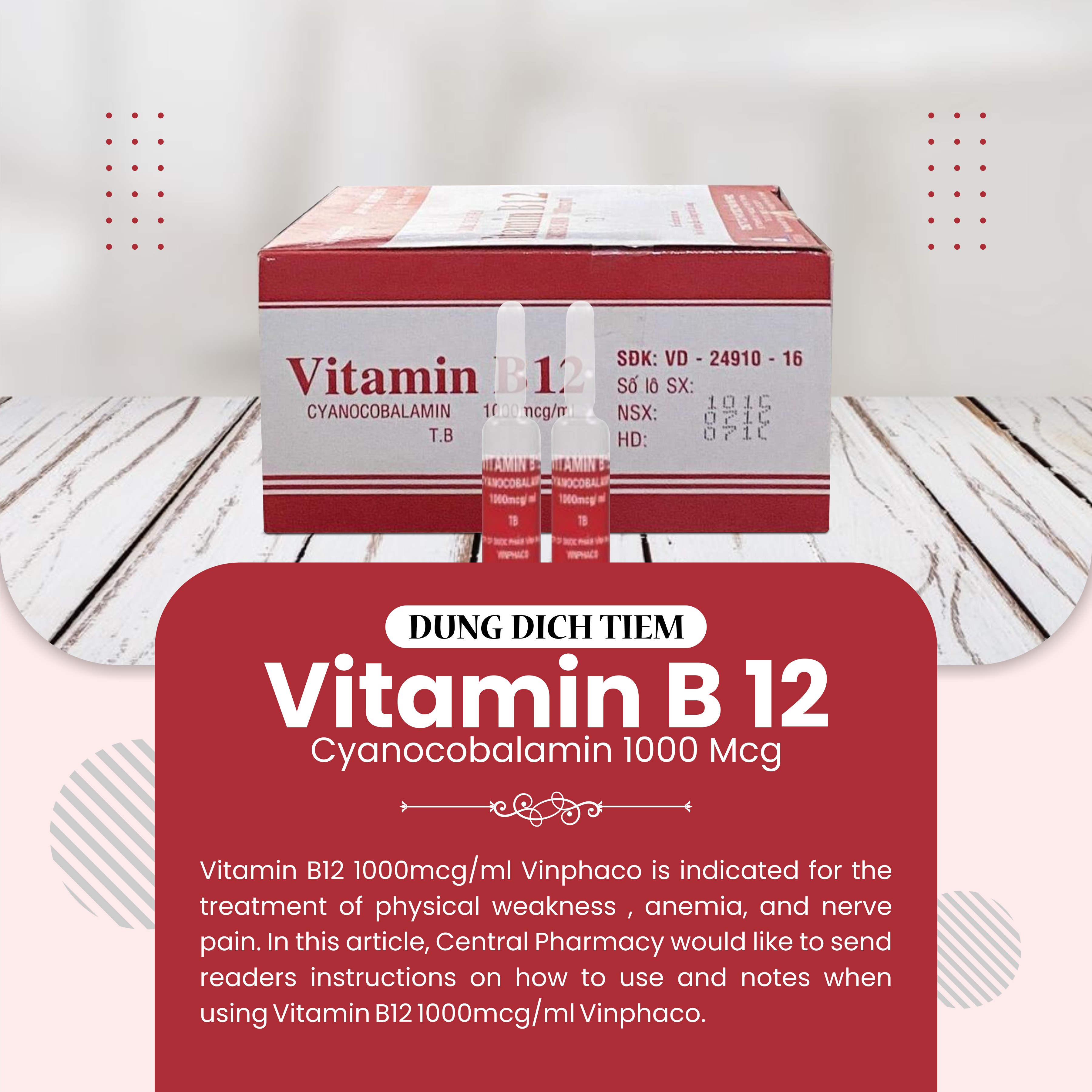 DUNG DICH TIEM VITAMIN B 12 CYANOCOBALAMIN 1000 MCG