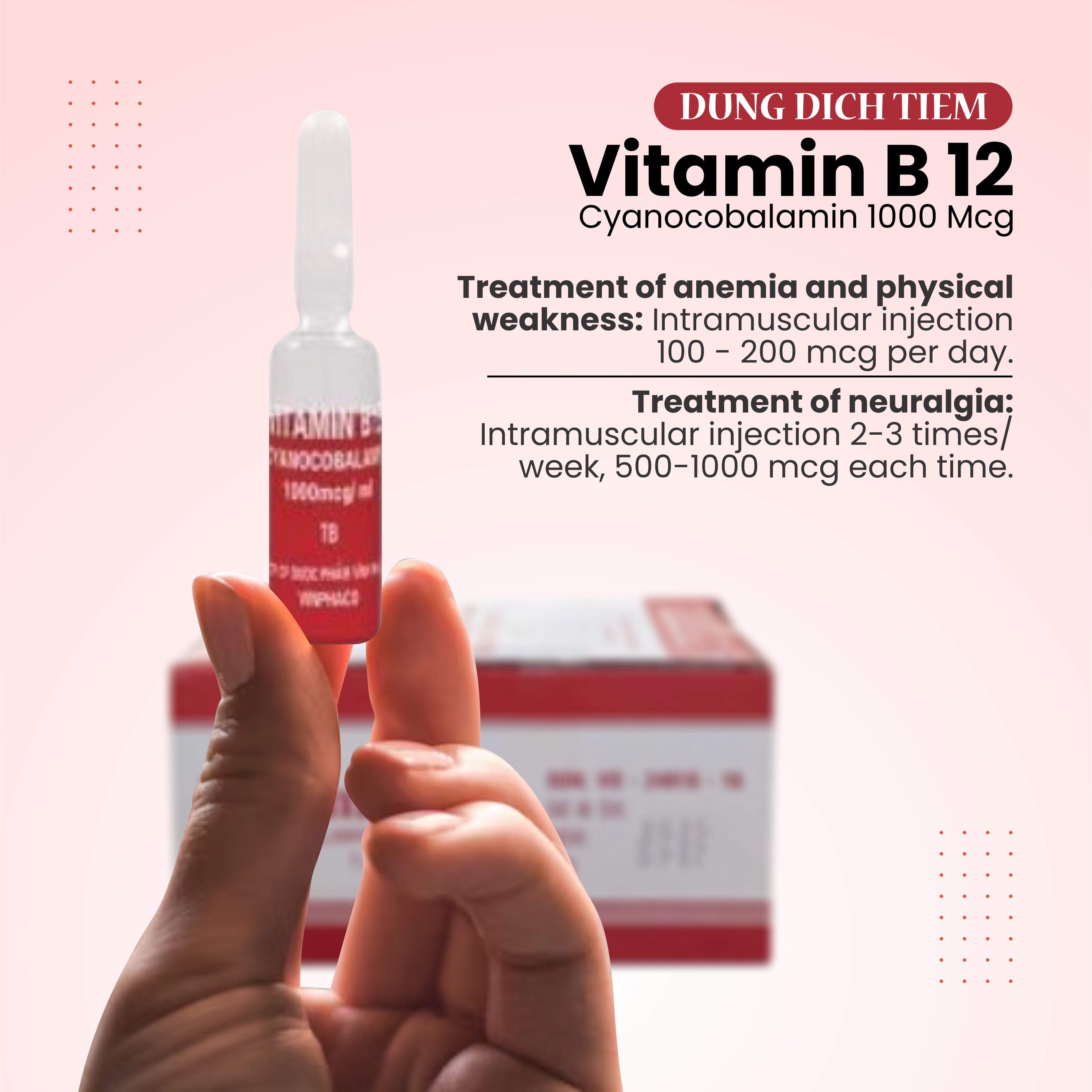 DUNG DICH TIEM VITAMIN B 12 CYANOCOBALAMIN 1000 MCG