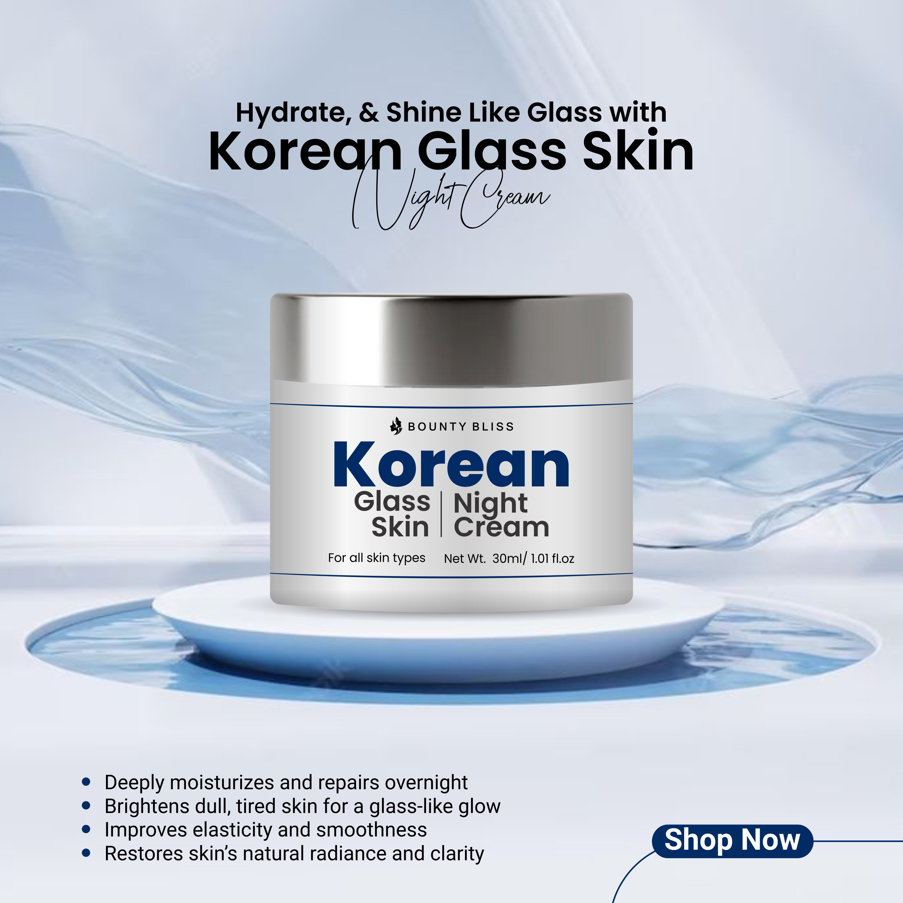 Bouty Bliss Korean Glass Skin Night Cream - 30ml