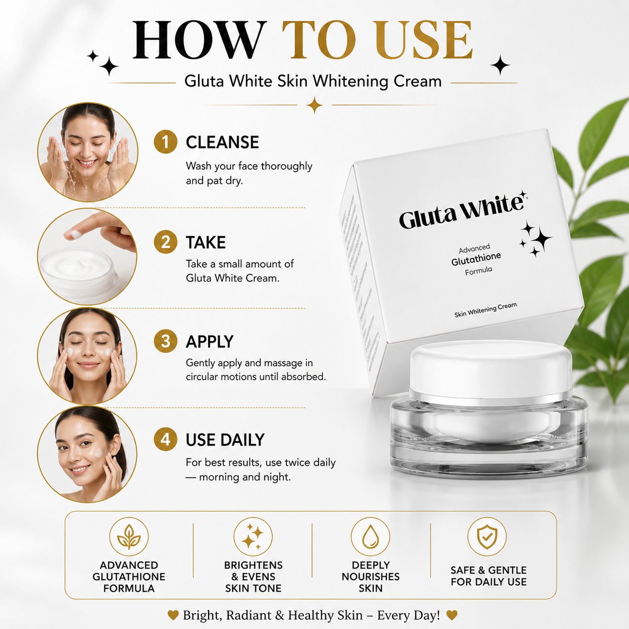 Gluta White Night Cream Brightening Original 3 Combo with Security Seal & Code