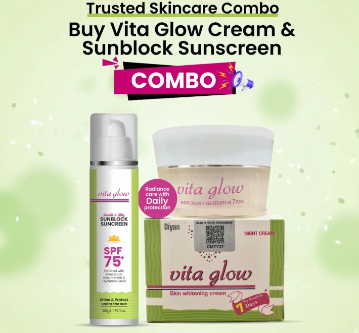 Vita Glow Glutathione Skin Brightening Combo Cream with FREE Sunblock  Lotion SPF 75